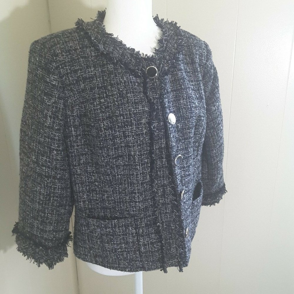 East 5th Women's Jacket Blazer Size L Tweed Suit Career Church Button Up